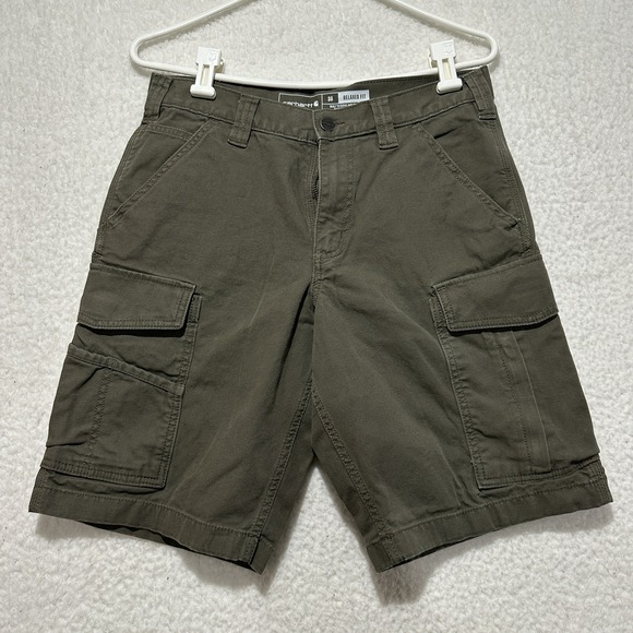Carhartt Rugged Flex Relaxed Fit Canvas Work Shorts Green‎ BS3542-M Sz 30 - Picture 1 of 14
